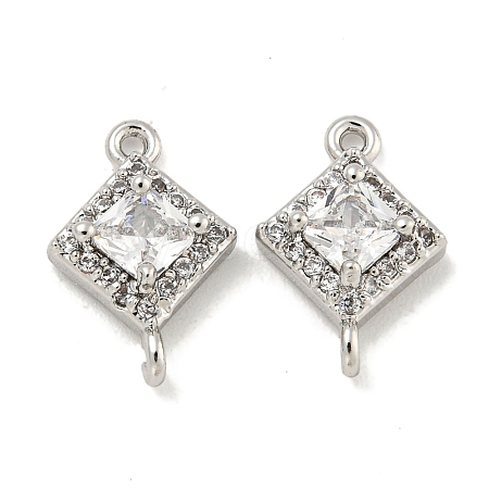 Brass Pave Clear Cubic Zirconia Connector Charms KK-P275-41P-1