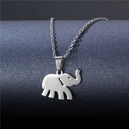 Elephant Stainless Steel Pendant Necklaces PW-WGA5274-01-1