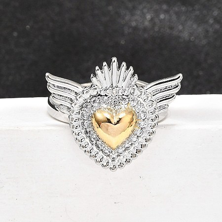 Gothic Style Brass Micro Pave Clear Cubic Zirconia Cuff Rings for Women RJEW-U051-02C-GP-1