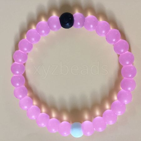 Yin-yang Style Silicone Round Beaded Bracelets for Women Men FS-WG639CC-05-1