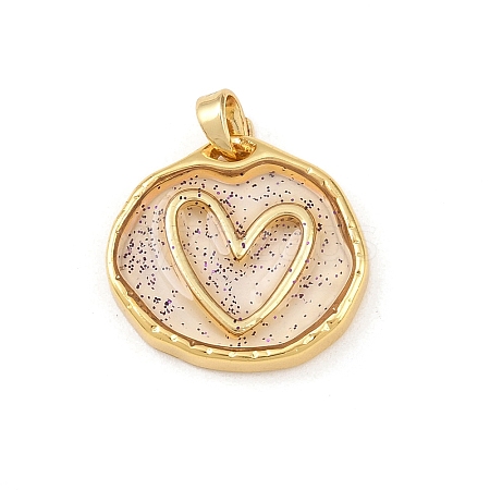 Transparent Epoxy Resin Brass Pendants LS-KK-B163-01G-02-1