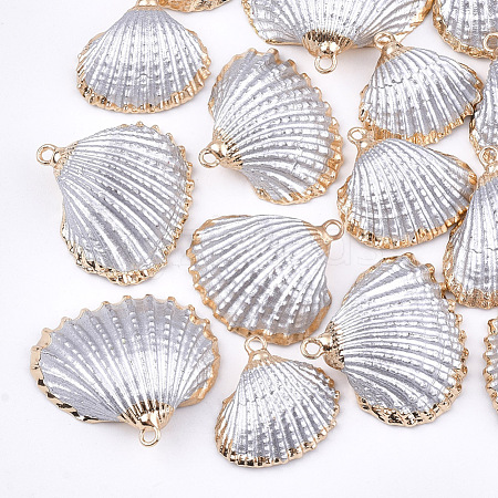 Spray Paint & Electroplate Sea Shell Pendants SSHEL-S262-08K-1