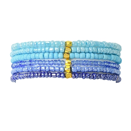 Gradient Color Glass Seed Beaded Stretch Bracelet Sets BJEW-MZ00101-01-1