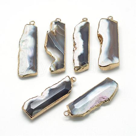 Natural Grey Agate Big Pendants G-Q494-03-1