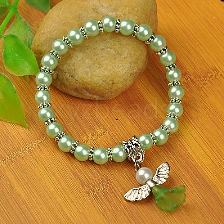 Lovely Wedding Dress Angel Bracelets for Kids BJEW-JB00727-14-1