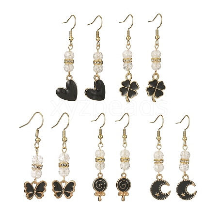 Alloy Enamel Dangle Earrings with Synthetic Crackle Quartz Beaded EJEW-JE05384-1