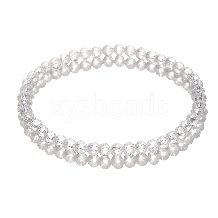 4mm Prism Faceted Rondelle Glass Beaded Stretch Bracelets for Women EH2213-6-1