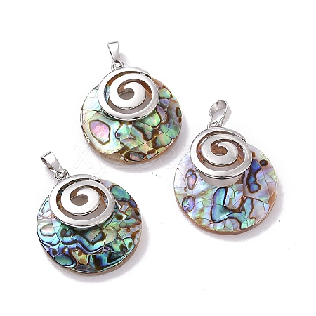 Natural Paua Shell Pendants KK-F751-C03-01-1