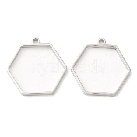 Non-Tarnish 304 Stainless Steel Open Back Bezel Hexagon Pendants LS-STAS-Z040-12P-1