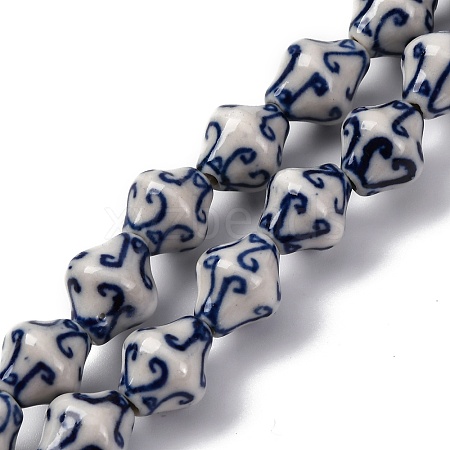 Handmade Blue and White Porcelain Beads Strands PORC-I027-06-1