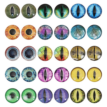 CHGCRAFT 30Pcs 15 Colors Luminous Self Adhesive Glass Eyes Cabochons DIY-CA0006-27B-1