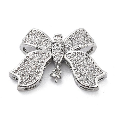 Brass Micro Pave Clear Cubic Zirconia Fold Over Clasps KK-Z080-02P-1