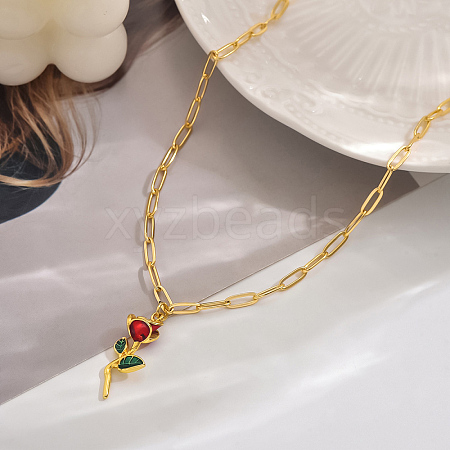 Elegant Brass Enamel Pendant Necklaces for Women OE0683-1-1