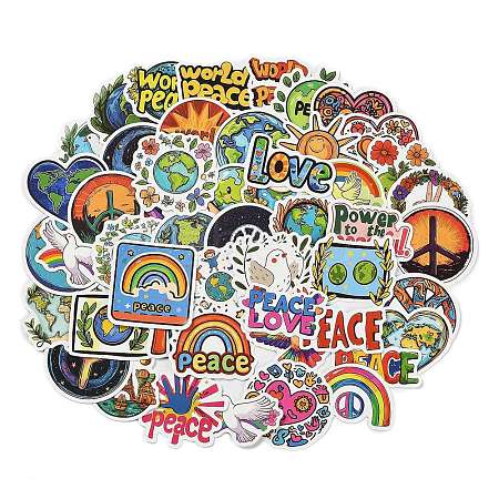 50Pcs World Peace Theme Paper Stickers STIC-R001-24-1