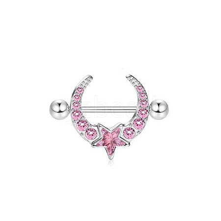 316L Surgical Stainless Steel Rose Rhinestone Nipple Rings WG189E0-05-1