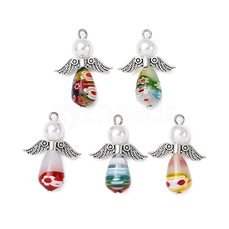 Handmade Millefiori Glass Pendants PALLOY-JF04573-01-1