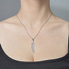 Non-Tarnish 201 Stainless Steel Hollow Leaf Pendant Necklace NJEW-OY001-68-2