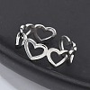 Non-Tarnish 304 Stainless Steel Open Heart Wrap Cuff Ring for Women RJEW-S405-194P-3