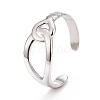 Non-Tarnish 304 Stainless Steel Interlock Knot Shape Open Cuff Ring for Women RJEW-C025-13P-1