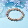 8mm Natural Sunstone Round Beaded Stretch Bracelets BJEW-TA00530-2