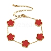 Ion Plating(IP) Resin Flower Link Chain Bracelet BJEW-H602-02G-04A-1