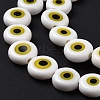 Handmade Evil Eye Lampwork Flat Round Bead Strands LAMP-L058-8mm-19-5