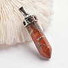 Bullet Brass Gemstone Pointed Pendants G-F218-10H-1