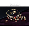 Teardrop Alloy Rhinestone Pendant Necklaces & Stud Dangle Earrings & Bangles & Rings Sets FS-WGBA23F-01-3