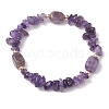 Natural Amethyst Chip & Cuboid Beaded Stretch Bracelets for Women BJEW-JB10808-01-1