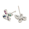 Rack Plating Brass Micro Pave Clear Cubic Zirconia Stud Earrings EJEW-N055-02P-01-RS-2