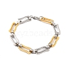 304 Stainless Steel Wavy Rectangle Link Chain Bracelets BJEW-B078-106GP-1