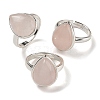 Natural Rose Quartz Teardrop Adjustable Rings RJEW-K371-08S-14-1