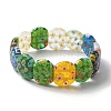 Handmade Millefiori Lampwork Beaded Stretch Bracelets for Men Women BJEW-G738-01A-01-4