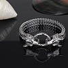 304 Stainless Steel Wolf Link Bracelet with Mesh Chains for Men Women BJEW-SZ0002-65-3