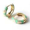 Daisy Flower Enamel Hoop Earrings EJEW-G290-01G-C-3