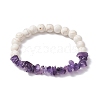 Natural Mixed Gemstone Chips & Synthetic Turquoise Beaded Stretch Bracelets BJEW-JB10162-3