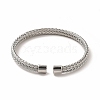 Non-Tarnish 304 Stainless Steel Flat Mesh Chain Shape Open Cuff Bangle for Women BJEW-C033-08P-3