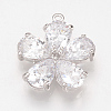 Brass Cubic Zirconia Pendants X-ZIRC-Q002-120P-1