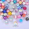 Printed Round Silicone Focal Beads SI-JX0056A-22-2