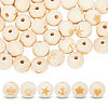 Globleland 60Pcs 6 Styles Wood European Carved Beads WOOD-GL0001-17-1