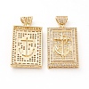 Brass Micro Pave Clear Cubic Zirconia Pendants ZIRC-L093-36G-2