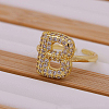 Brass Micro Pave Clear Cubic Zirconia Initial Cuff Rings FS-WGB210B-03-1