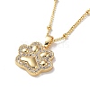 Paw Print Brass Micro Pave Cubic Zirconia Pendant Necklaces for Women NJEW-A015-03KCG-1