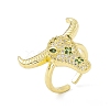 Cubic Zirconia Ox Open Cuff Ring RJEW-I091-03G-4