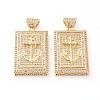 Brass Micro Pave Clear Cubic Zirconia Pendants ZIRC-L093-36G-1