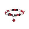 Natural & Synthetic Mixed Stone Round Beaded Stretch Bracelet BJEW-TA00185-1