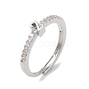 Rack Plating Brass Clear Cubic Zirconia Number 2 Adjustable Rings for Women RJEW-S407-09P-02-1
