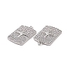 Brass Micro Pave Clear Cubic Zirconia Pendants KK-E068-VC470-2