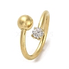 Round Ball 304 Stainless Steel Cuff Ring RJEW-C036-03E-G-1