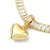 Brass Heart Charm Bracelets BJEW-F450-03G-2